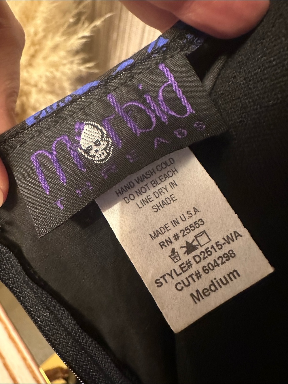 Morbid Threads Black Purple Skull Bow Open Back Midi Dress M - Picture 9 of 10